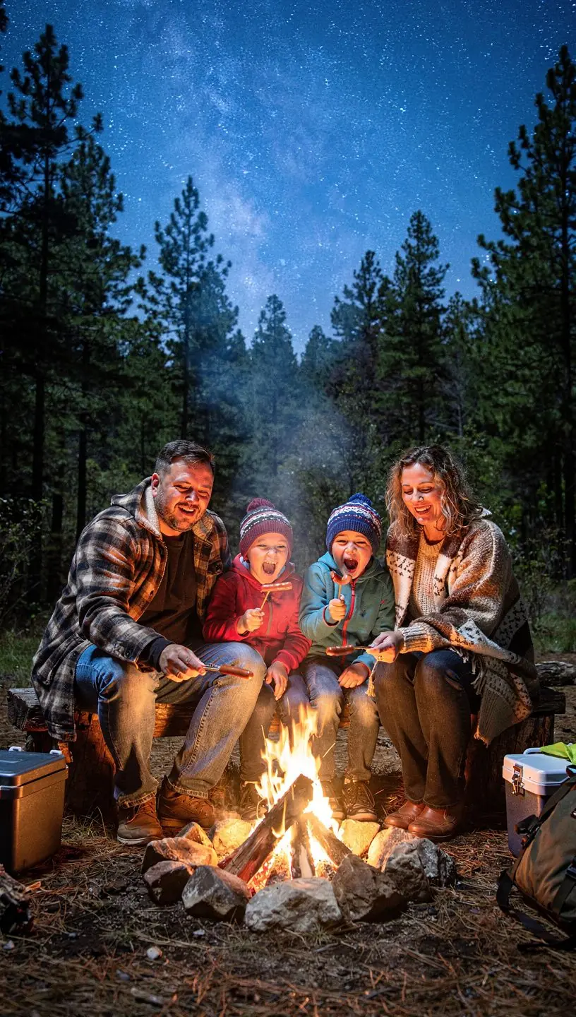 Группа туристов, исследующих живописные лесные тропы, с рюкзаками и картами в руках.