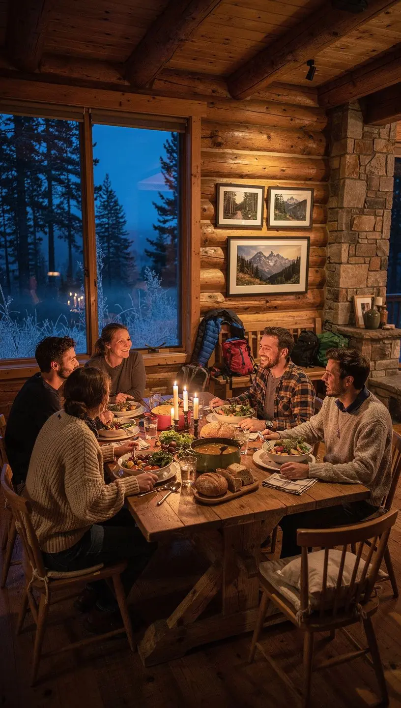 Вечерний костер, вокруг которого сидят люди, наслаждаясь атмосферой.