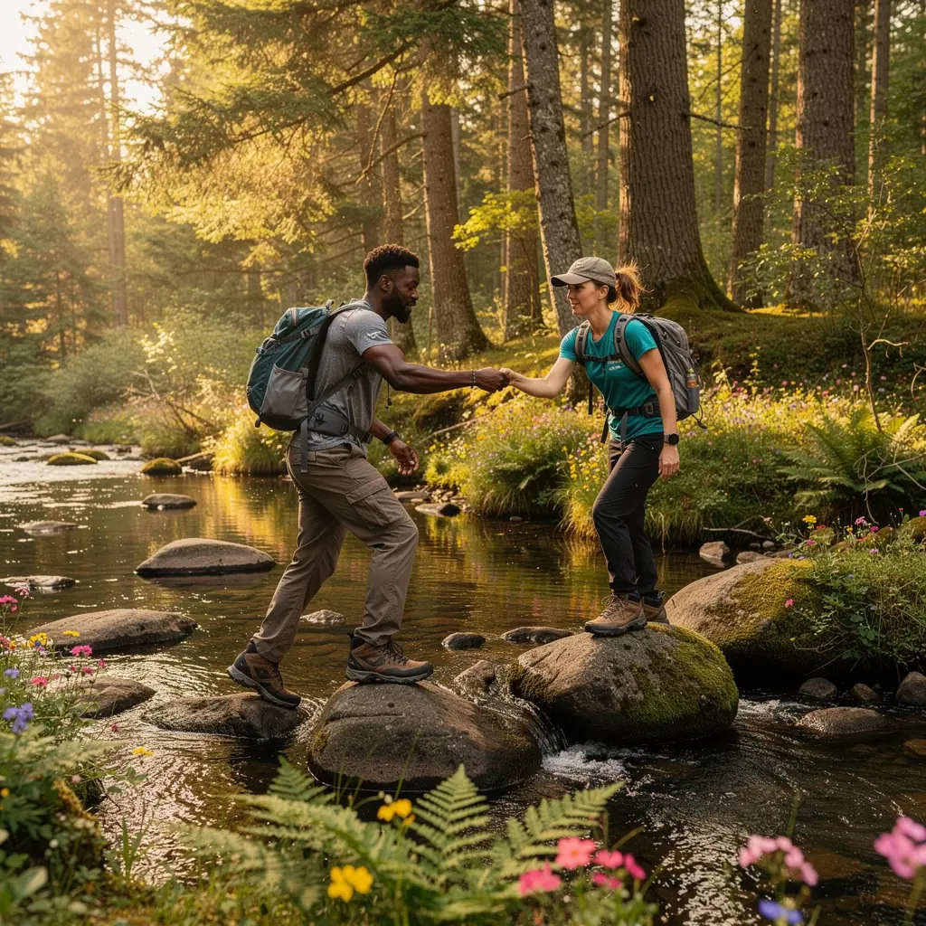 Дикие животные, такие как олени, мирно пасущиеся на фоне леса.